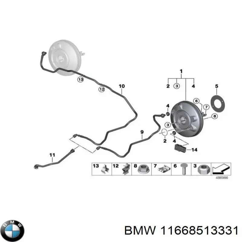 11668513331 BMW Трубка вакуумного підсилювача гальм