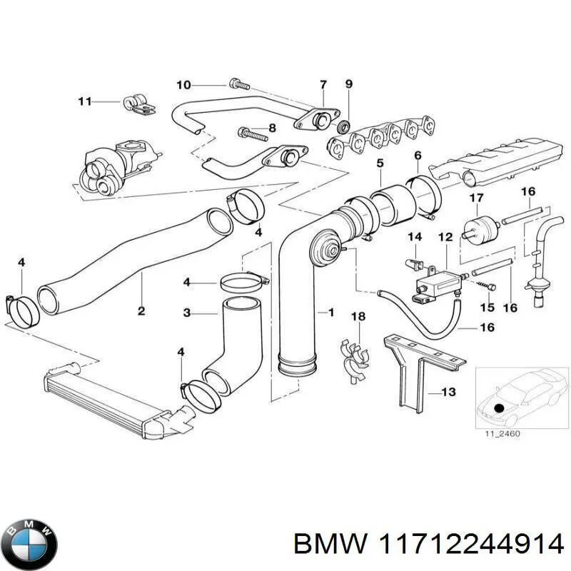 Патрубок повітряний BMW 11712244914 ціна, від 135.68 USD