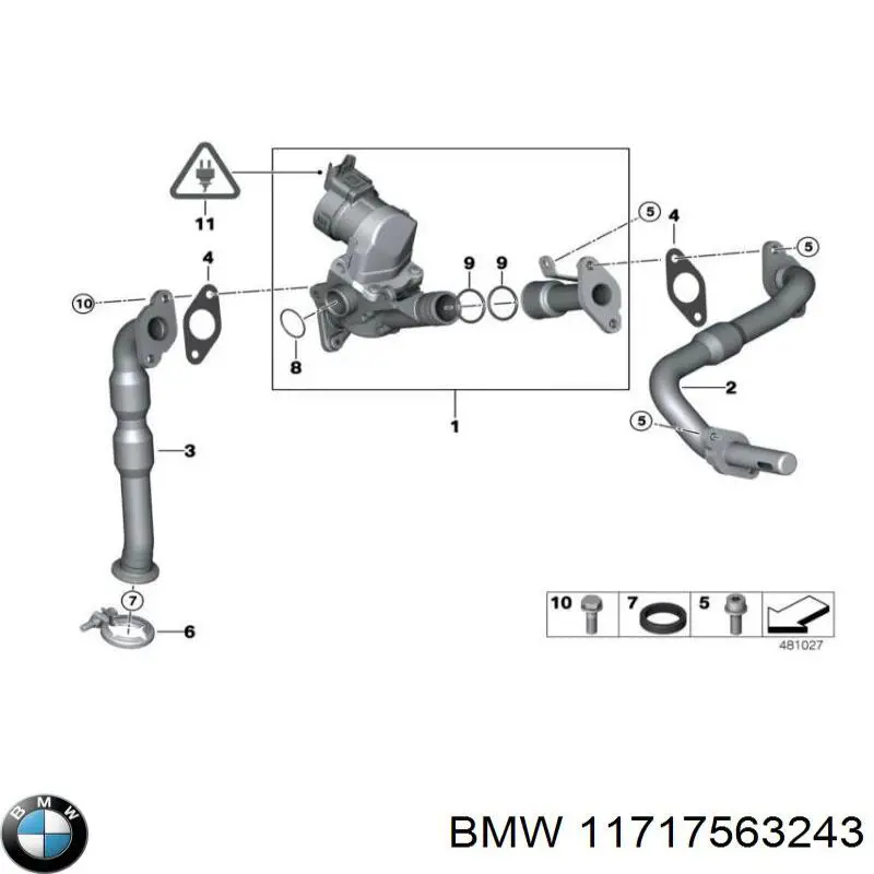 11717578327 BMW Шланги і трубки системи рециркуляції
