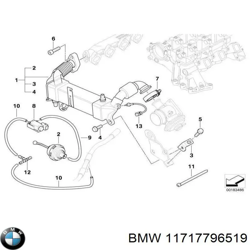 Радіатор системи EGR рециркуляції вихлопних газів BMW 11717796519 ціна, від 70.54 USD