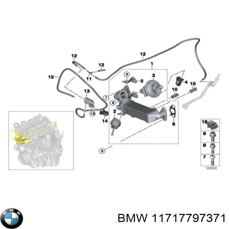 Радіатор системи EGR рециркуляції вихлопних газів BMW 11717797371 ціна, від 564.98 USD