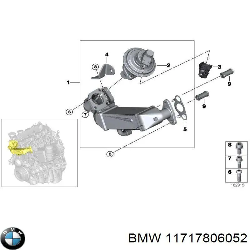 Радіатор системи EGR рециркуляції вихлопних газів BMW 11717806052 ціна, від 784.02 USD