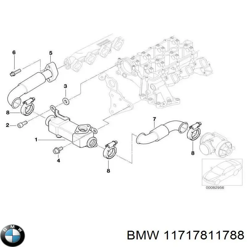 11717811788 BMW Шланг гальмівний задній, правий