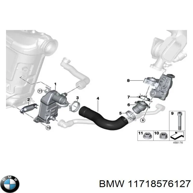 11718576127 BMW Прокладка EGR-клапана рециркуляції