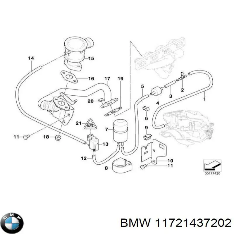 Гайка кріплення приймальної труби глушника (штанів) 11721437202 BMW