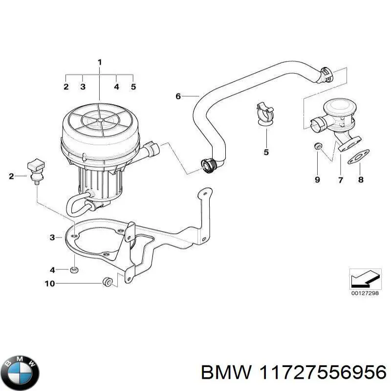 Патрубок повітряний, від насоса до клапана подачі повітря BMW 11727556956 ціна, від 39.14 USD