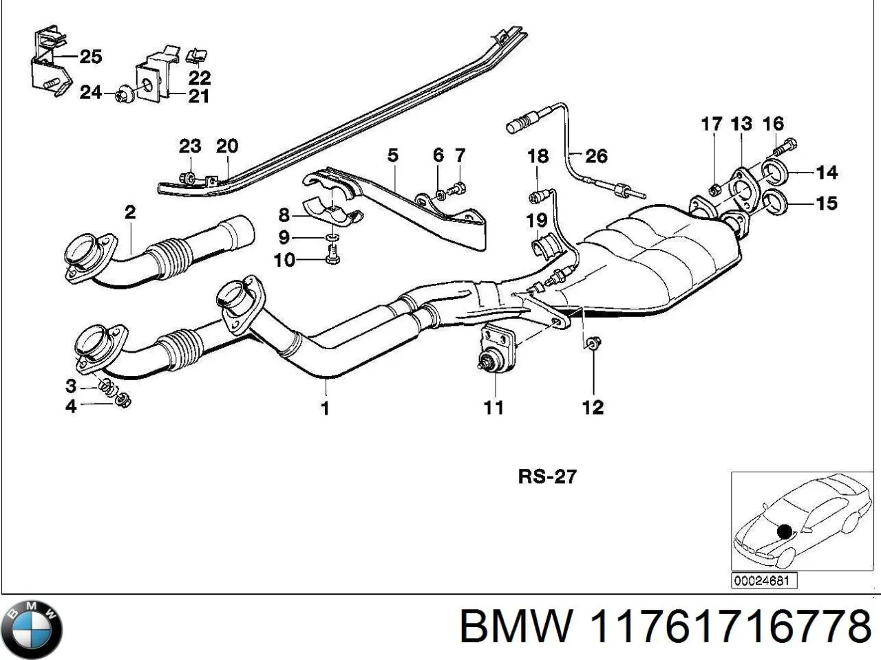 Купити 11761716778 BMW Глушник, передня частина