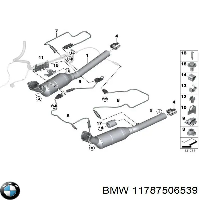 Лямбда-зонд, датчик кисню після каталізатора, правий 11787506539 BMW