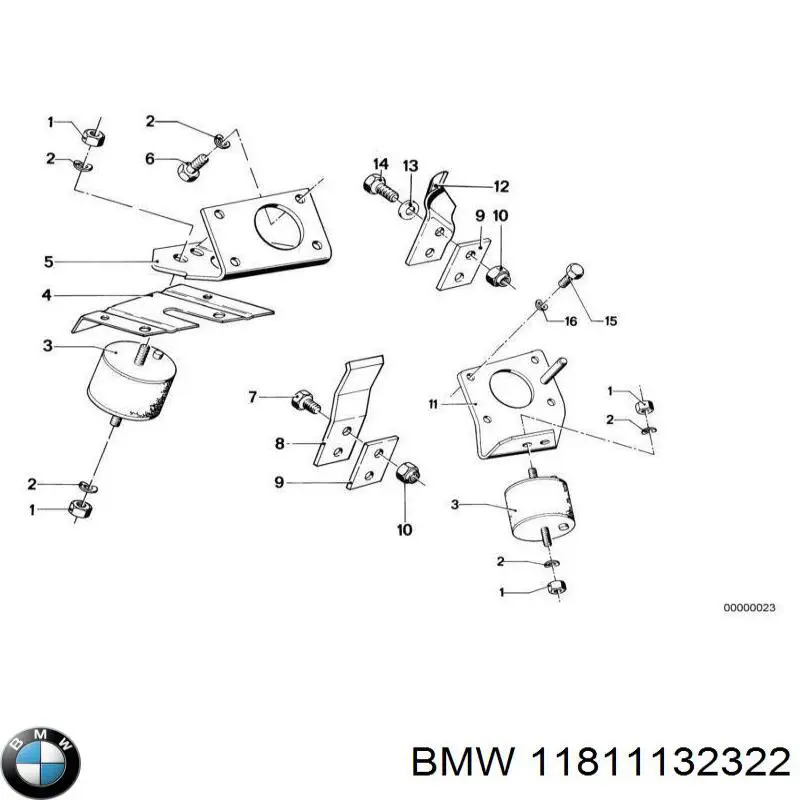 Подушка (опора) двигуна лів./прав. BMW 11811132322 ціна, від 109.54 USD