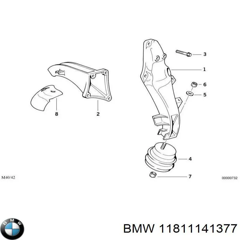 11811141377 BMW подушка (опора двигуна ліва/права)