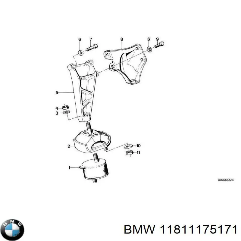 Ліва подушка двигуна на BMW 7 (E23)