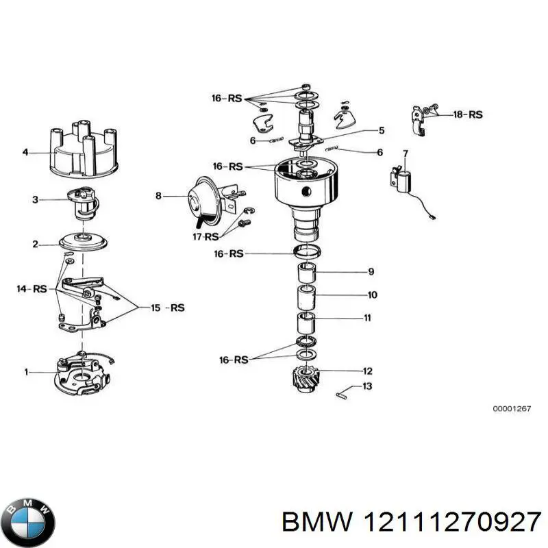 Кришка розподільника запалювання/трамблера 12111270927 BMW