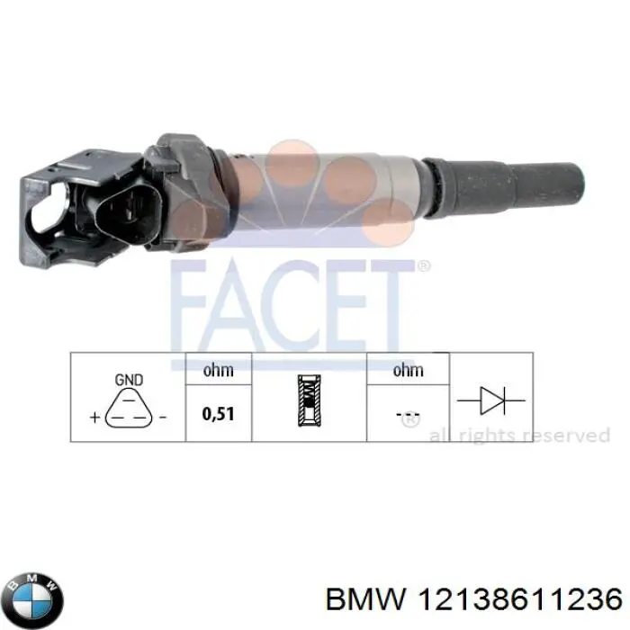 Котушка запалювання BMW 12138611236 ціна, від 74.61 USD
