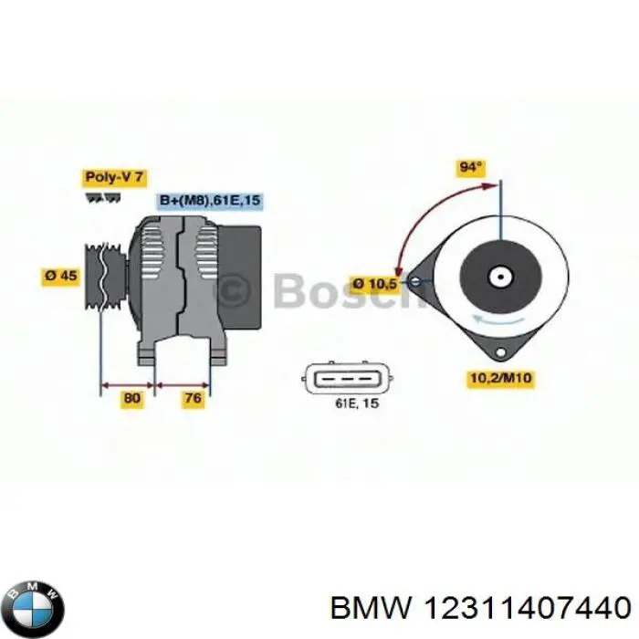 12311407440 BMW Авто генератор