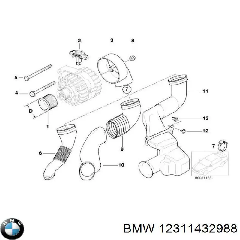 Шків генератора BMW 12311432988