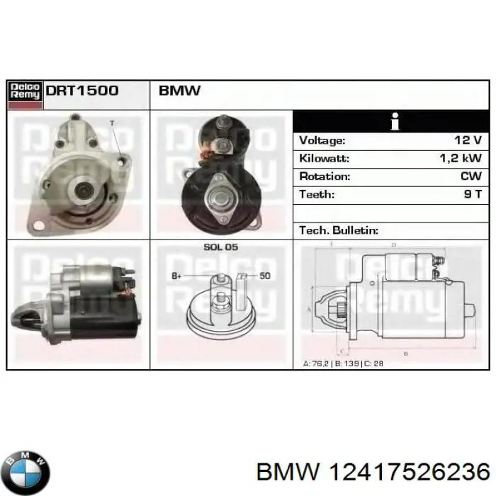 Стартер автомобільний BMW 12417526236