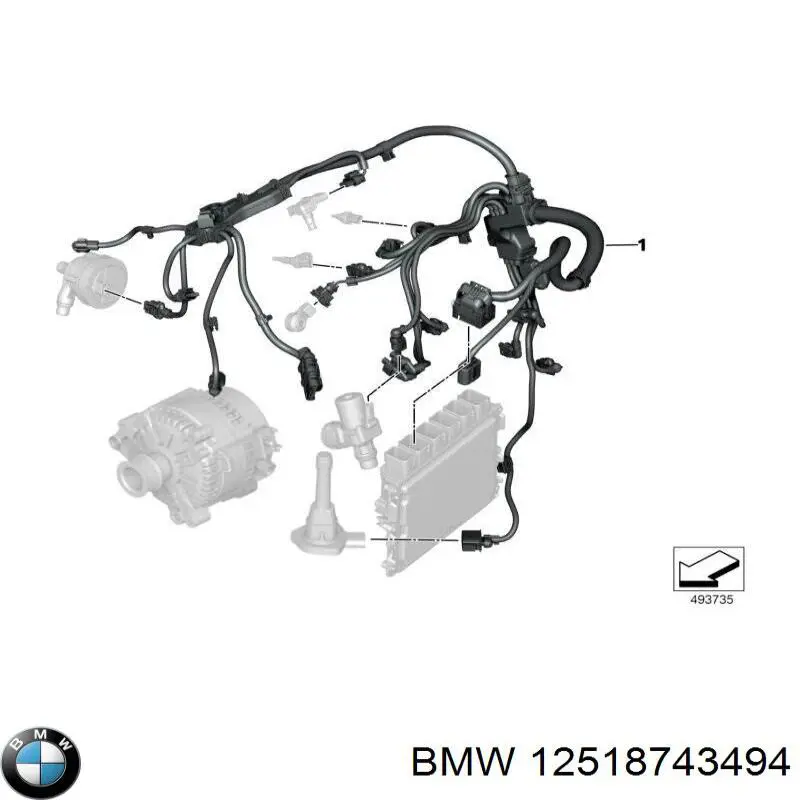 Джгут проводів моторного відсіку BMW 12518743494 ціна, від 62.64 USD
