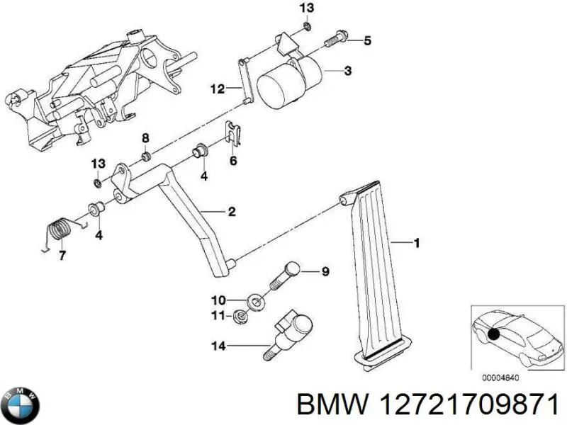 Датчик положення педалі акселератора (газу) BMW 12721709871 ціна, від 633.33 USD