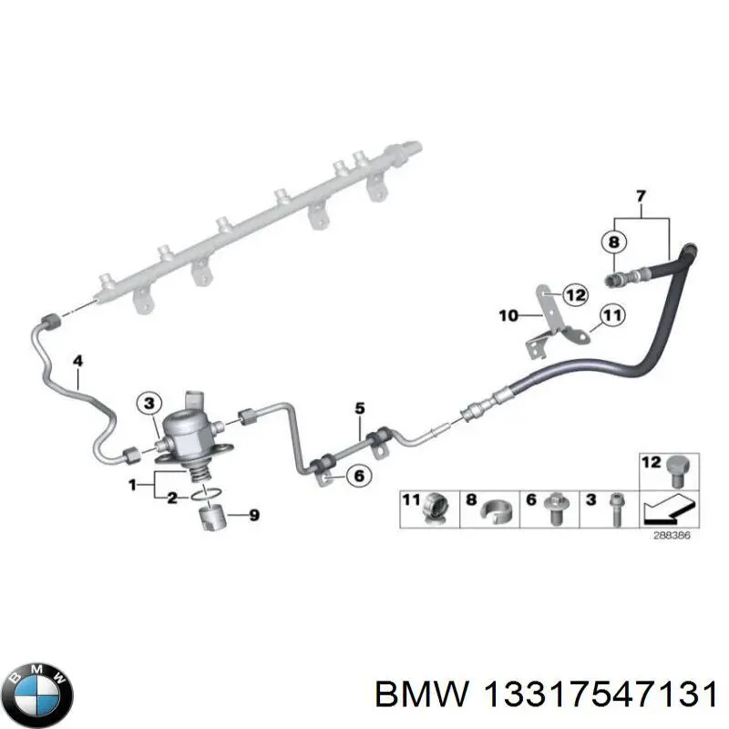 Купити 13317547131 BMW Трубка паливна, зворотня від форсунок