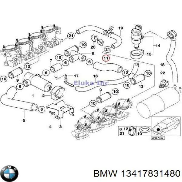 13417831480 BMW Шланг (патрубок) обігріву дросельної заслінки