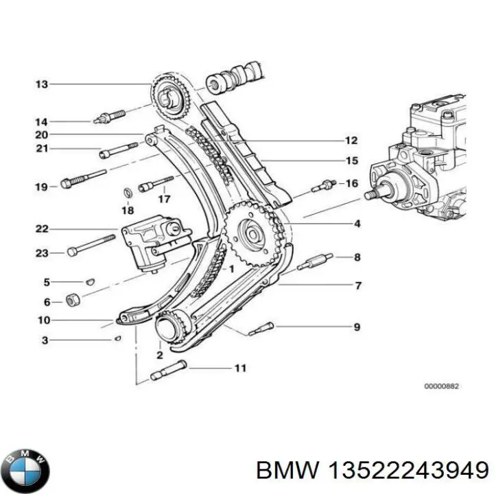 Заспокоювач ланцюга ГРМ, нижній BMW 13522243949 ціна, від 14.66 USD