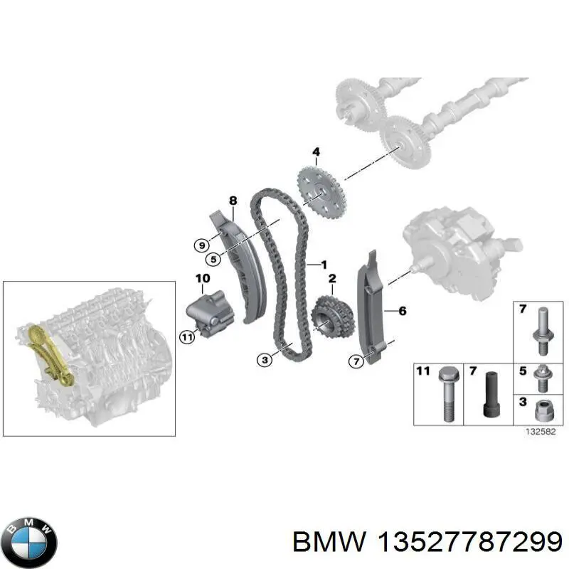 Натягувач ланцюга ГРМ BMW 13527787299 ціна, від 78.07 USD