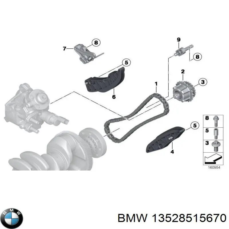 Заспокоювач ланцюга ГРМ, нижній BMW 13528515670 ціна, від 43.51 USD