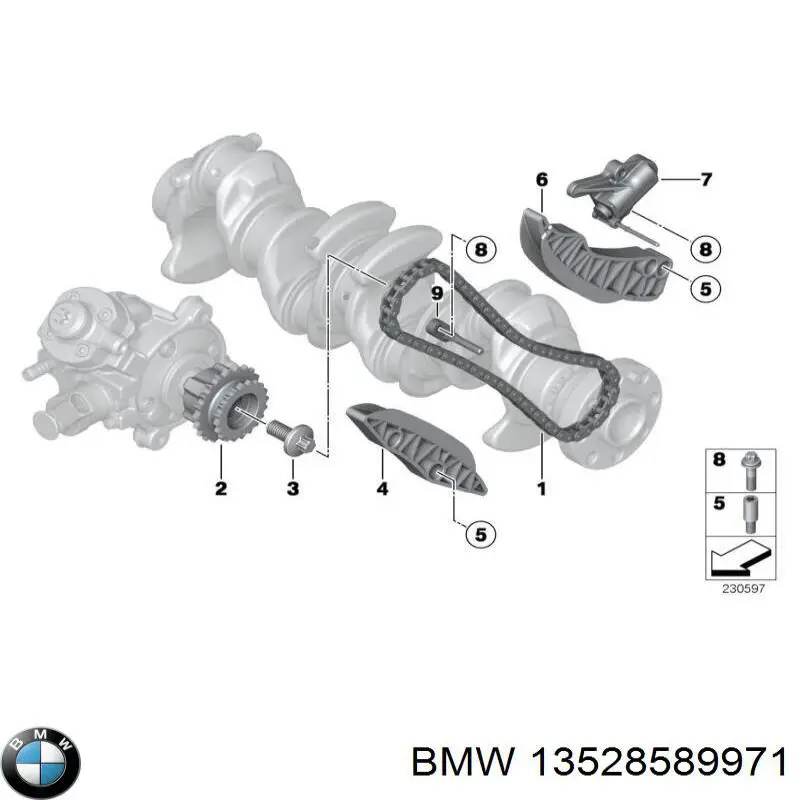 Ланцюг ПНВТ BMW 13528589971 ціна, від 47.99 USD