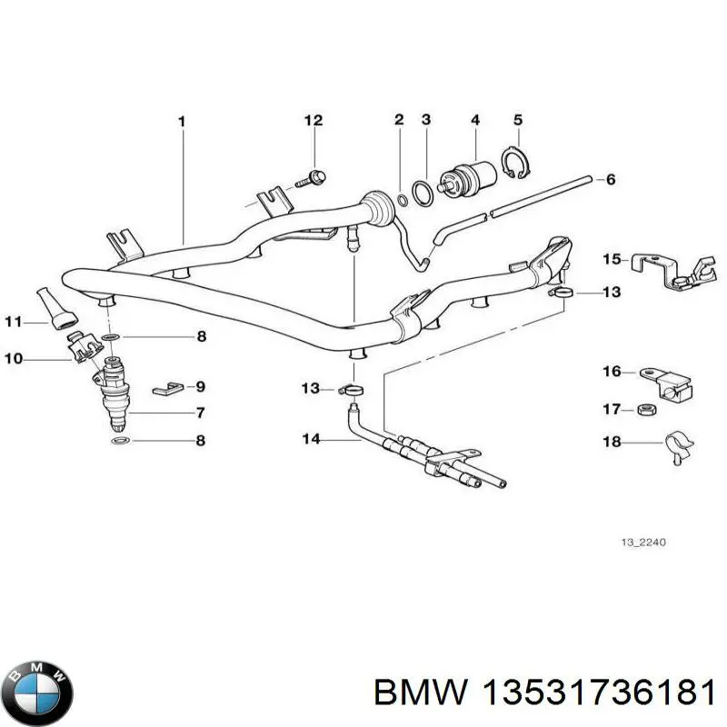 Рампа форсунок системи упорскування палива на BMW 5 (E34)