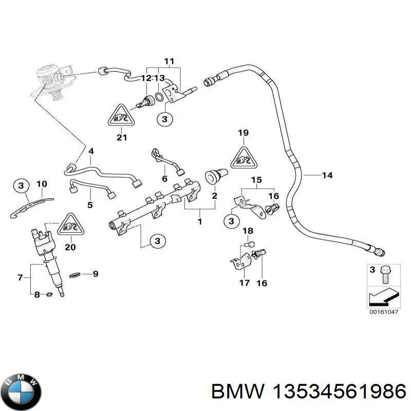 Купити 13534561986 BMW Трубка паливна форсунки 3-го циліндру
