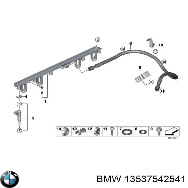 Рампа форсунок системи упорскування палива BMW 7542541 ціна, від 17.29 USD