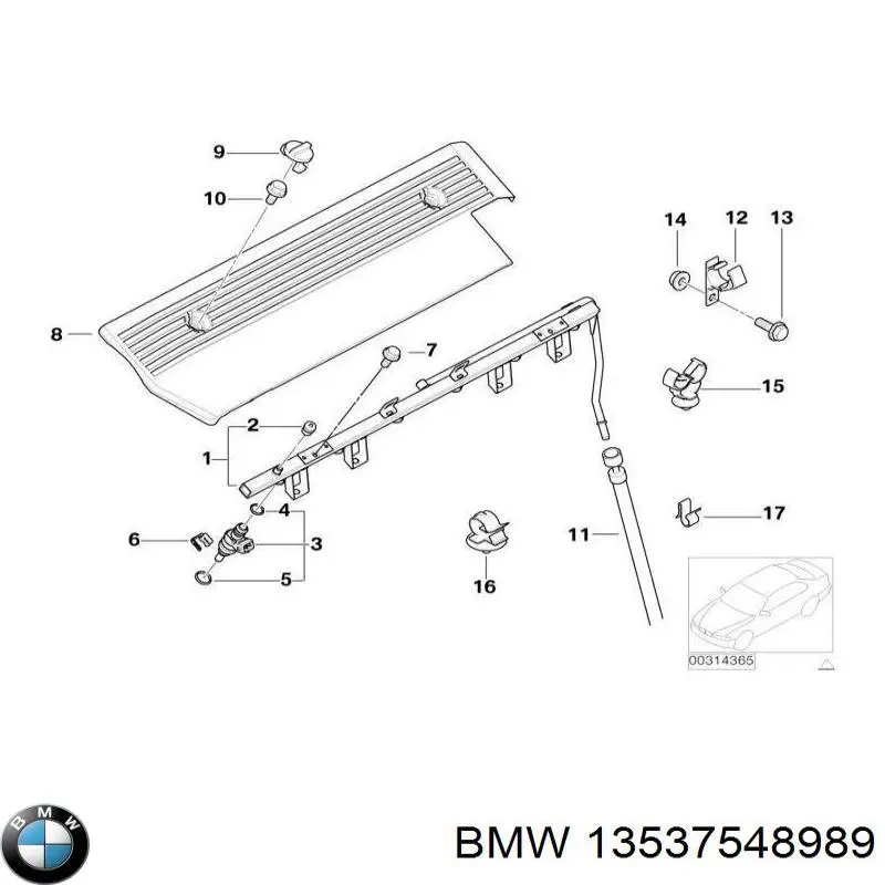 13537548989 BMW Трубка паливна, зворотня від форсунок