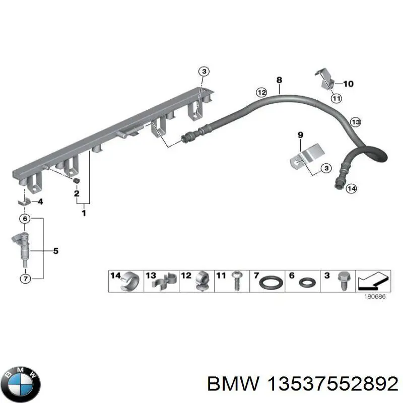 13537552892 BMW Трубка паливна, зворотня від форсунок