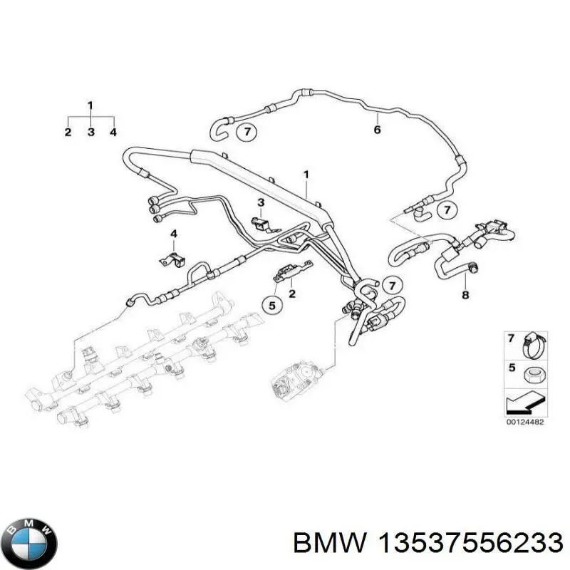 Трубка паливна, зворотня від форсунок BMW 13537556233 ціна, від 260.57 USD