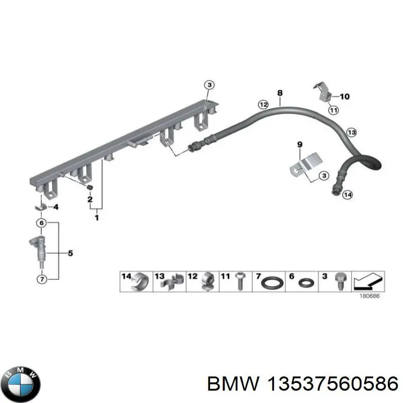 Трубка паливна, зворотня від форсунок BMW 13537560586 ціна, від 11.29 USD