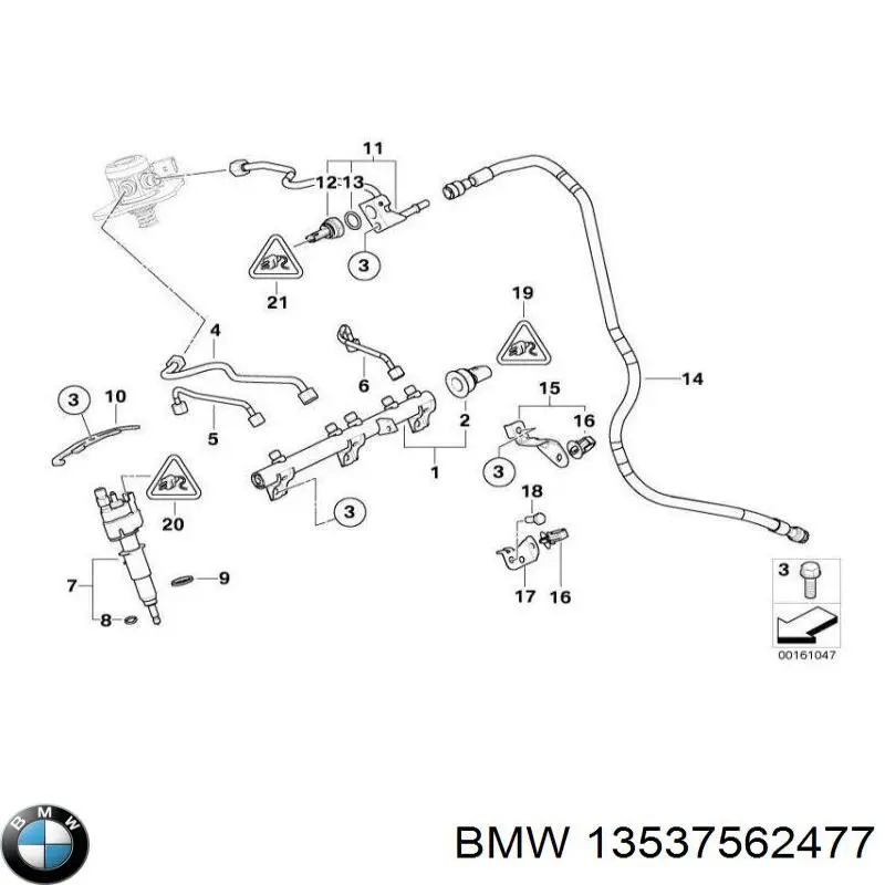 13537562477 BMW Трубка паливна, від ПНВТ до паливної рейки