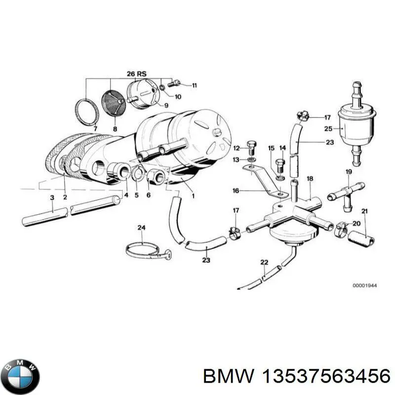Купити 13537563456 BMW Трубка паливна, зворотня від форсунок