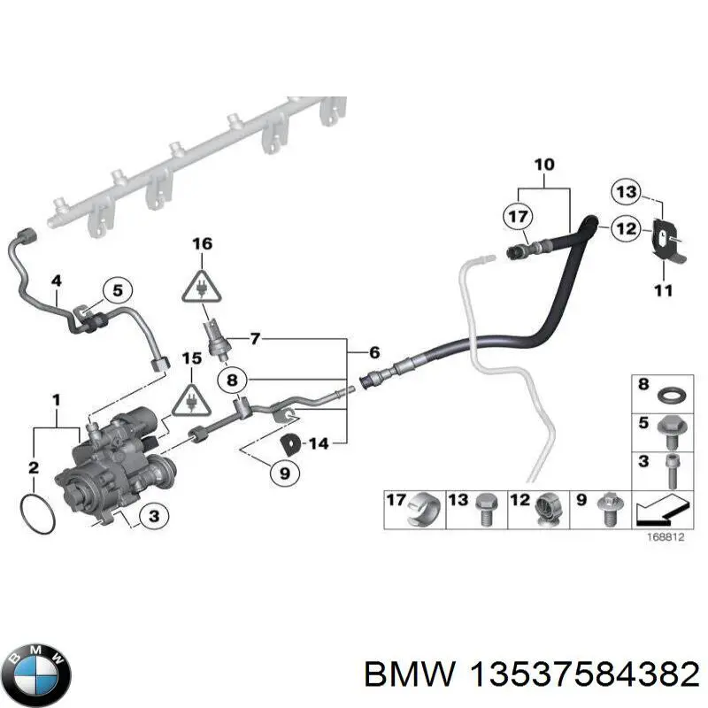 13537584382 BMW Шланг/патрубок водяного насосу, приймальний