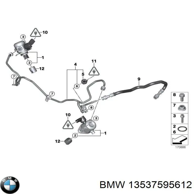 Трубка паливна, зворотня від форсунок 13537595612 BMW