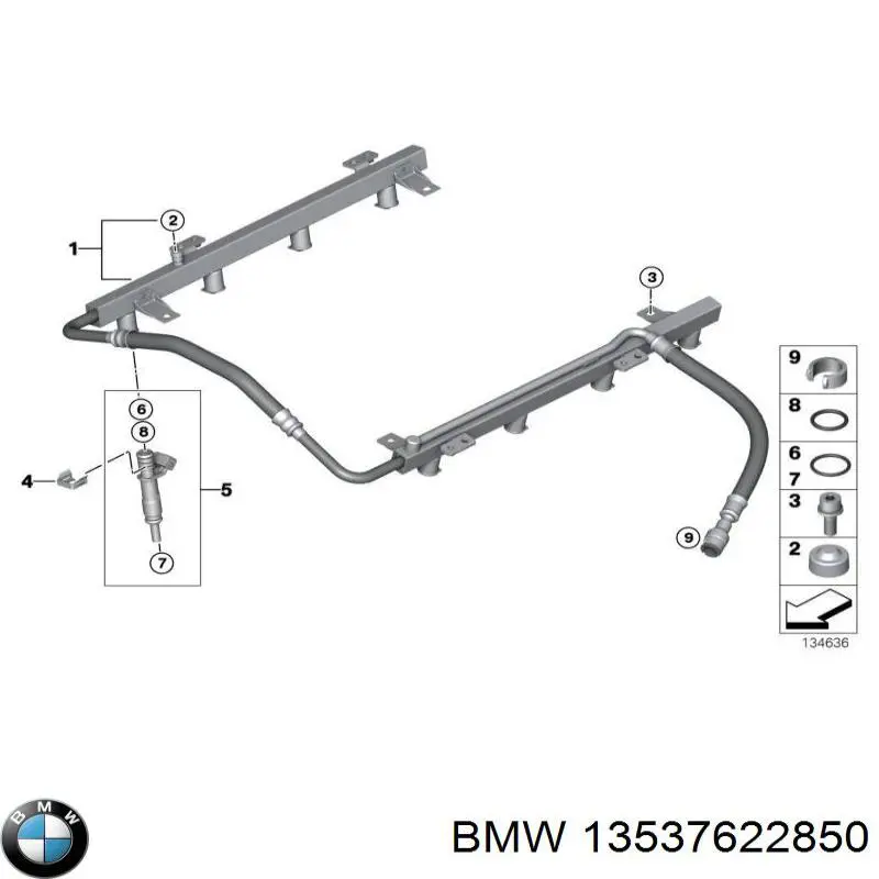 13537622850 BMW Трубка паливна, від ПНВТ до паливної рейки