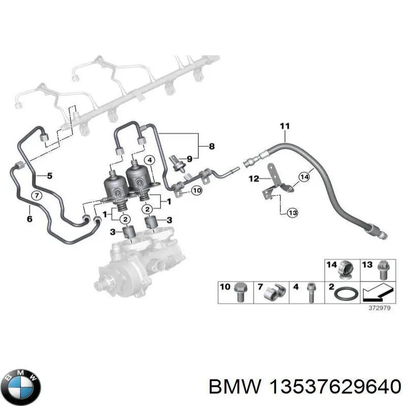 Трубка паливна, зворотня від форсунок BMW 13537629640 ціна, від 12.42 USD