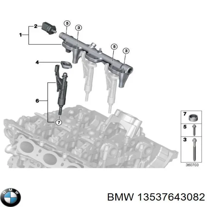 Рампа форсунок системи упорскування палива BMW 13537643082 ціна, від 19.00 USD