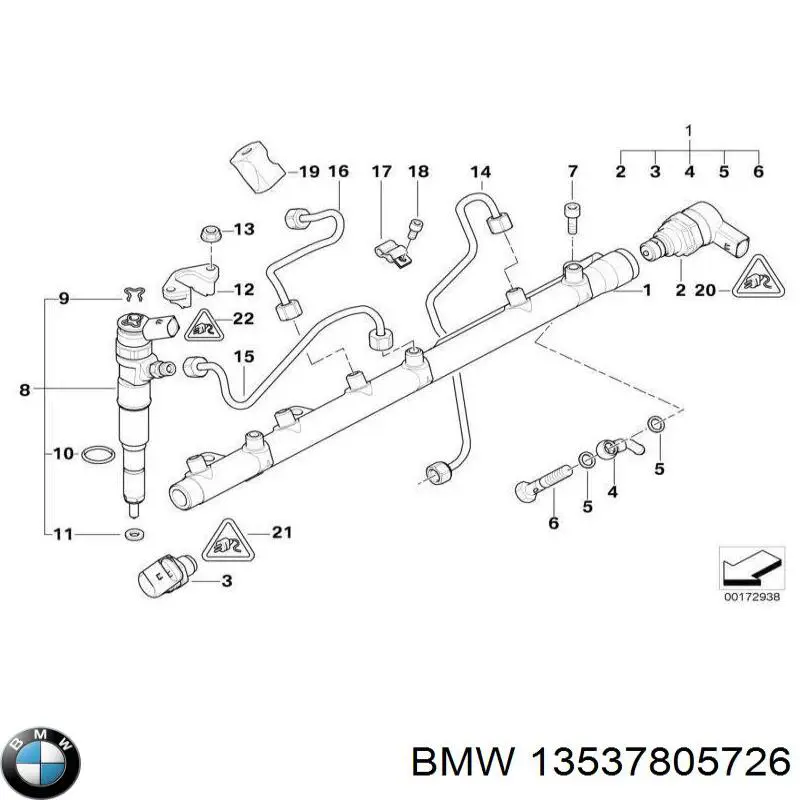 Рампа форсунок системи упорскування палива на BMW 3 (E46)