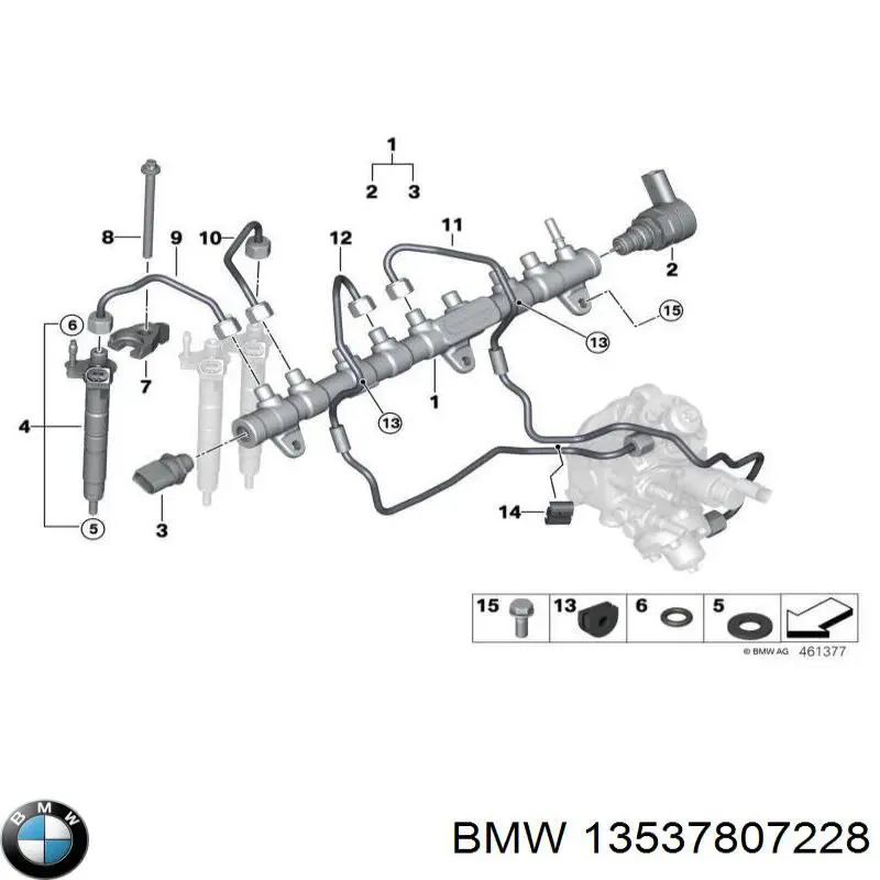 13537807228 BMW трубка паливна, зворотня від форсунок
