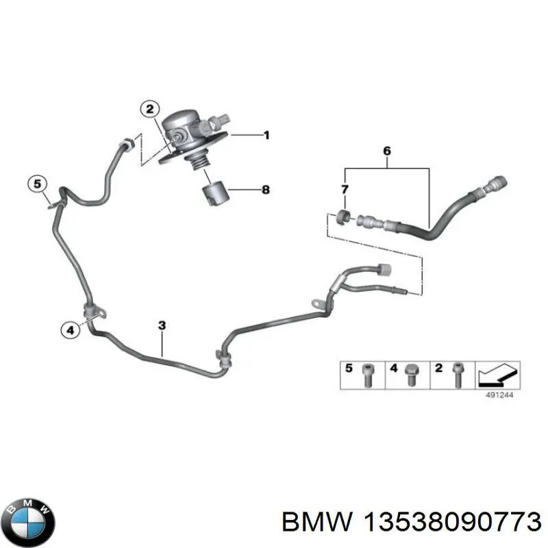 Трубка паливна, від ПНВТ до паливної рейки BMW 13538090773 ціна, від 95.02 USD