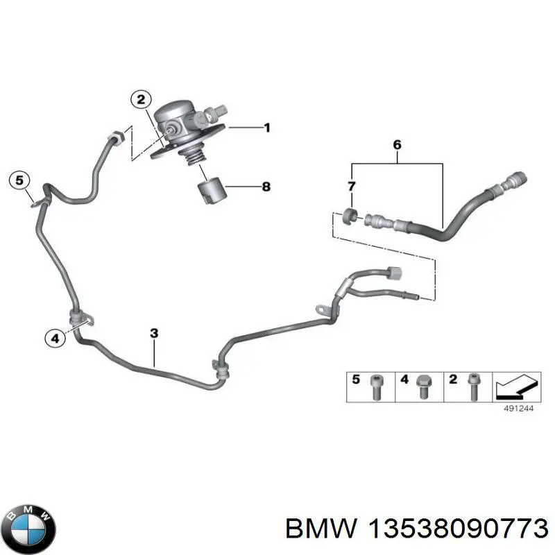 13538090773 BMW Трубка паливна, від ПНВТ до паливної рейки