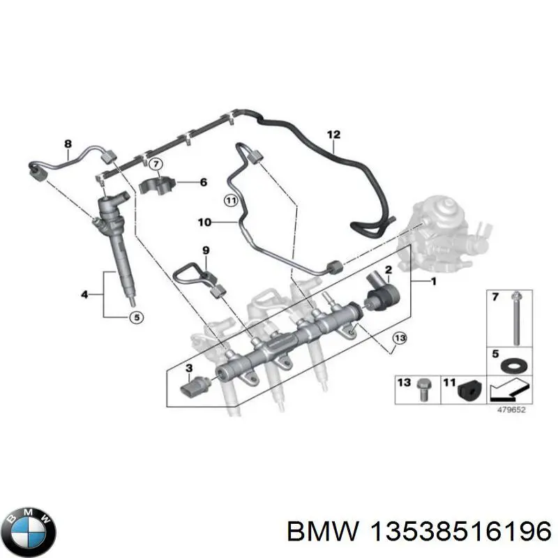 Трубка паливна, зворотня від форсунок на BMW 2 (F45)