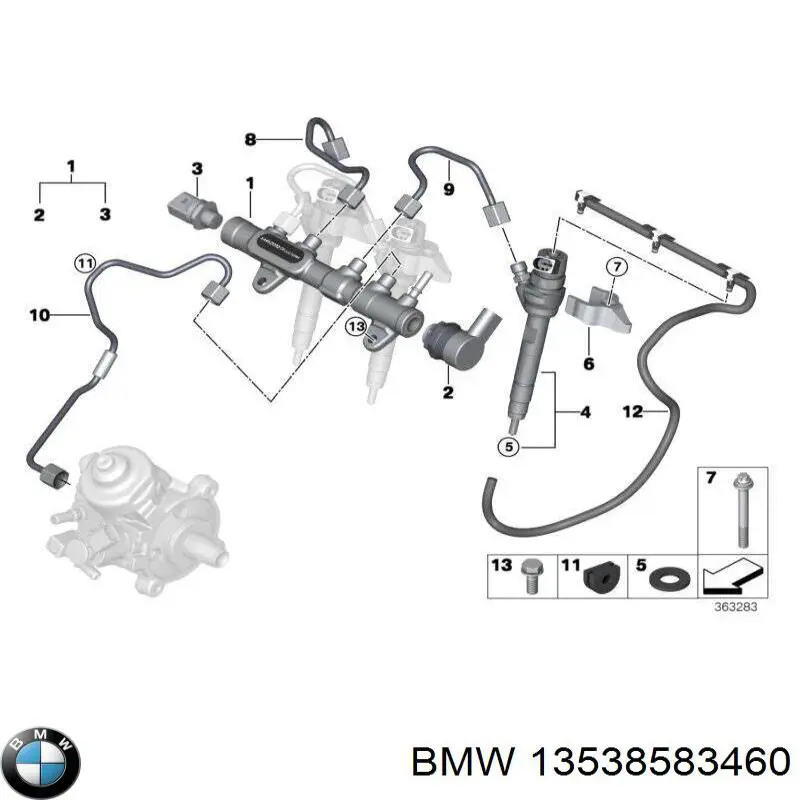 Купити 13538583460 BMW Трубка паливна, зворотня від форсунок