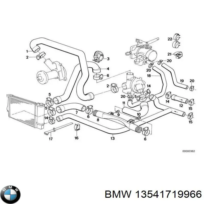 Шланг (патрубок) термостата 13541719966 BMW