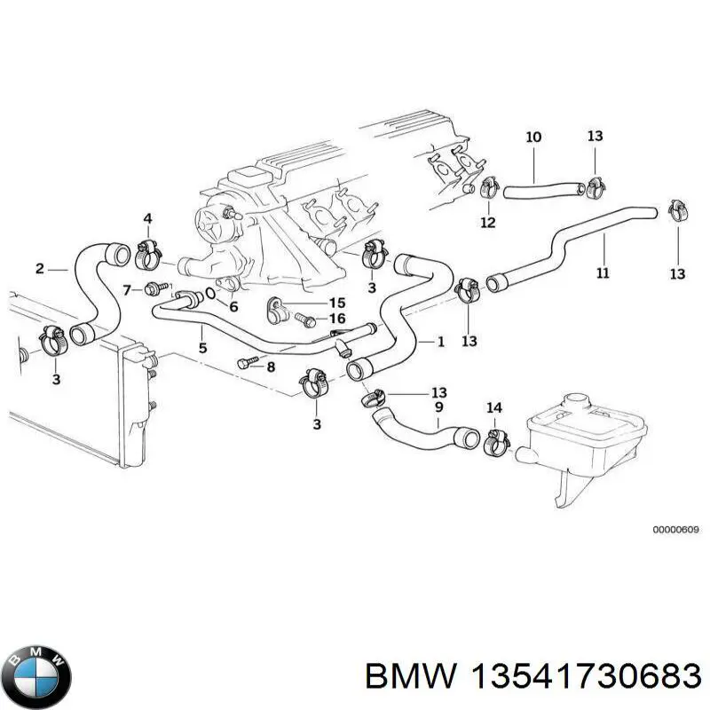 Шланг (патрубок) термостата 13541730683 BMW